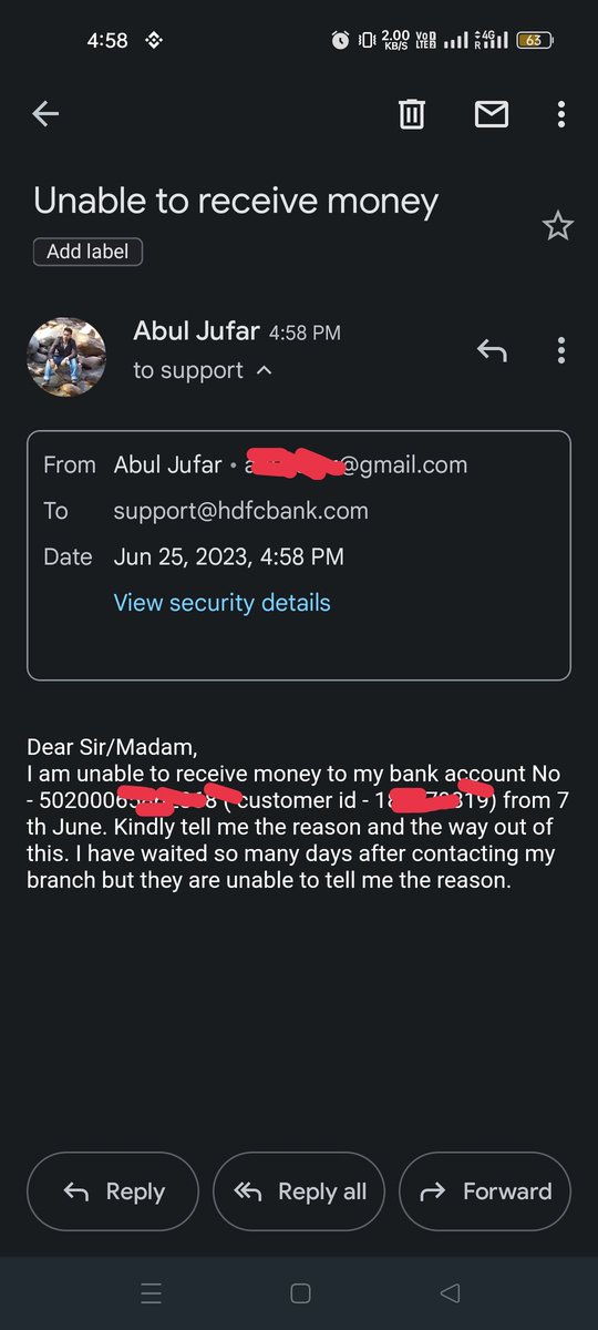 AbulJufar's tweet photo. #HDFC
Hope you people now answer my mail to your support.
It is 20 days i have not received https://t.co/tXFyZbpq4v