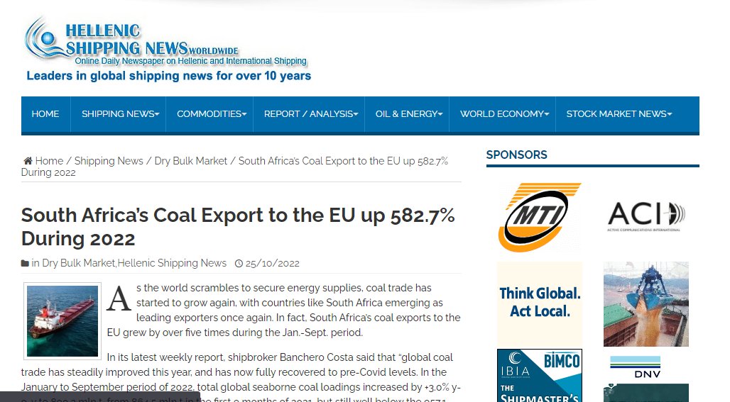 @News24 @News24_Business SA and it's resources has always been sold to the highest bidders, and they use politicians to sell rubbish like green energy. Your politicians are wealthy in that process.

all the time they increase coal exports over 500% in 2022 alone.