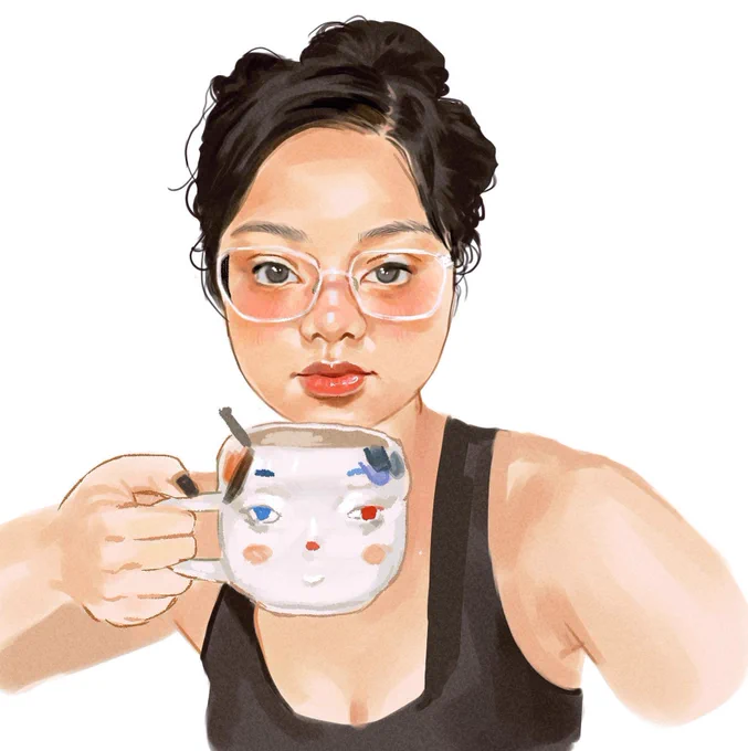 me and my favorite mug!  drawing by my lovely and super talented friend  