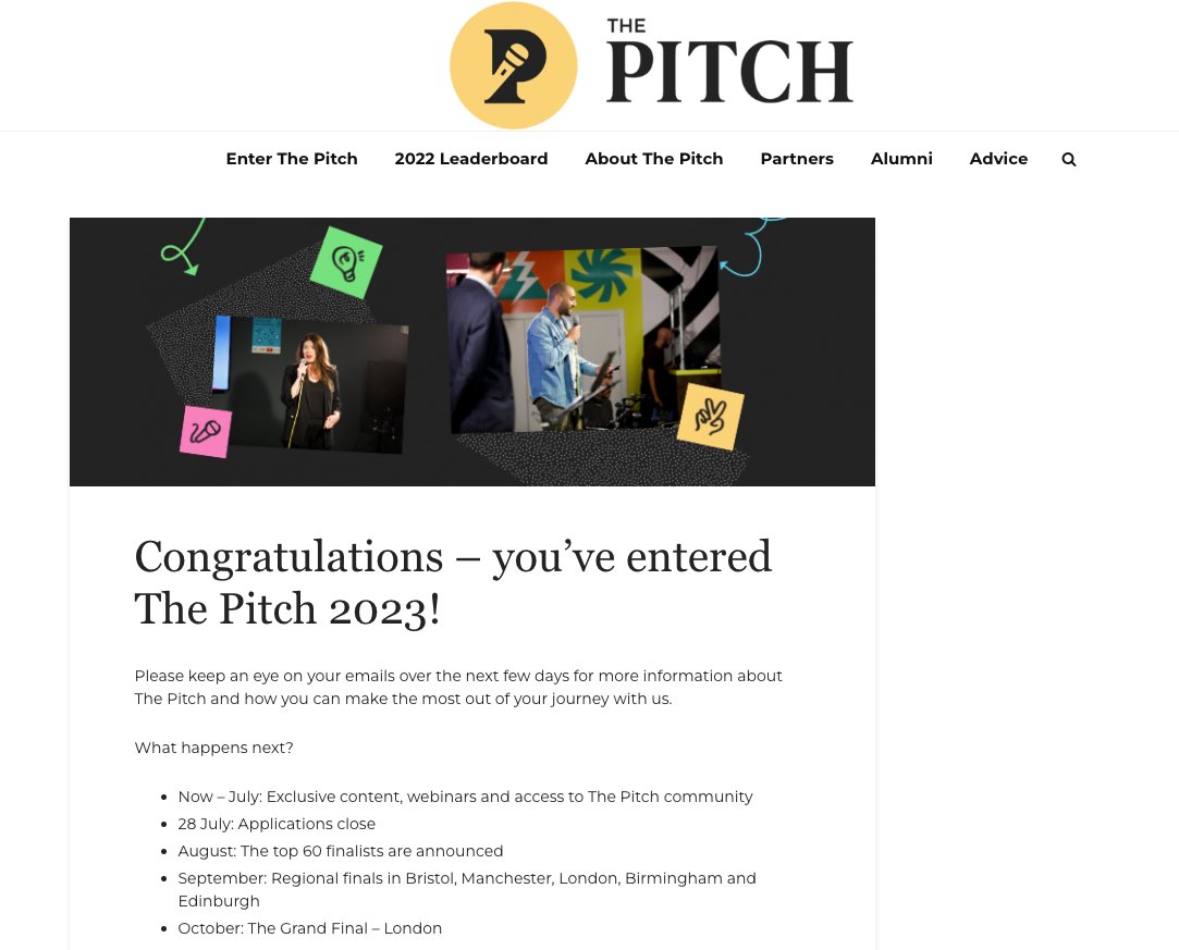Congratulations – you’ve entered The Pitch 2023! 

#ThePitchUK2023