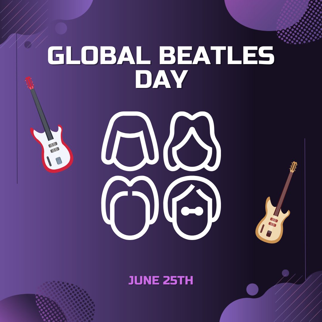 🌍🎸 Let's twist and shout on June 25, because it's Global Beatles Day! 🎉🎶

Hold my hand, be true, and let's celebrate the Beatles' musical revolution! ❤️🌟✌️

#GlobalBeatlesDay    #YeahYeahYeah    #MusicRevolution