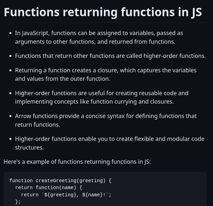 Sarizzka's tweet photo. Today I  learned about function returning function in JS.   Here's the GitHub repo:  https://t.co/5toiz7NHqy

#LearningWithLeapfrogg #60DaysOfLearning2023 #LSPPD25 #javascript https://t.co/VWbwemESu7