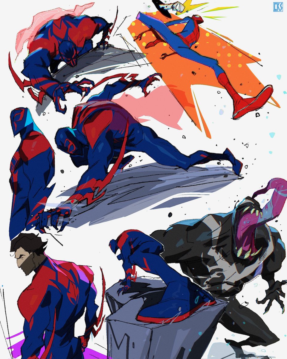 SPIDER-MAN 2099, SPIDER-MAN and  a lil Venom and Spot
-
#marvel #sonypicturesanimation #characterdesign #spiderverse    #spiderman2099    #charactersheet #posesheet