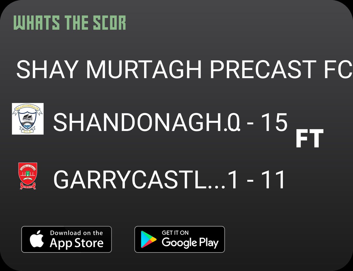 Full Time Score and Shandonagh take the win. 
<a href="/westmeath_gaa/">Westmeath GAA</a>
<a href="/gaagarrycastle/">Garrycastle GAA</a> <a href="/WhatstheScor/">Whats The Scór</a>
 Follow us on <a href="/WhatstheScor/">Whats The Scór</a>