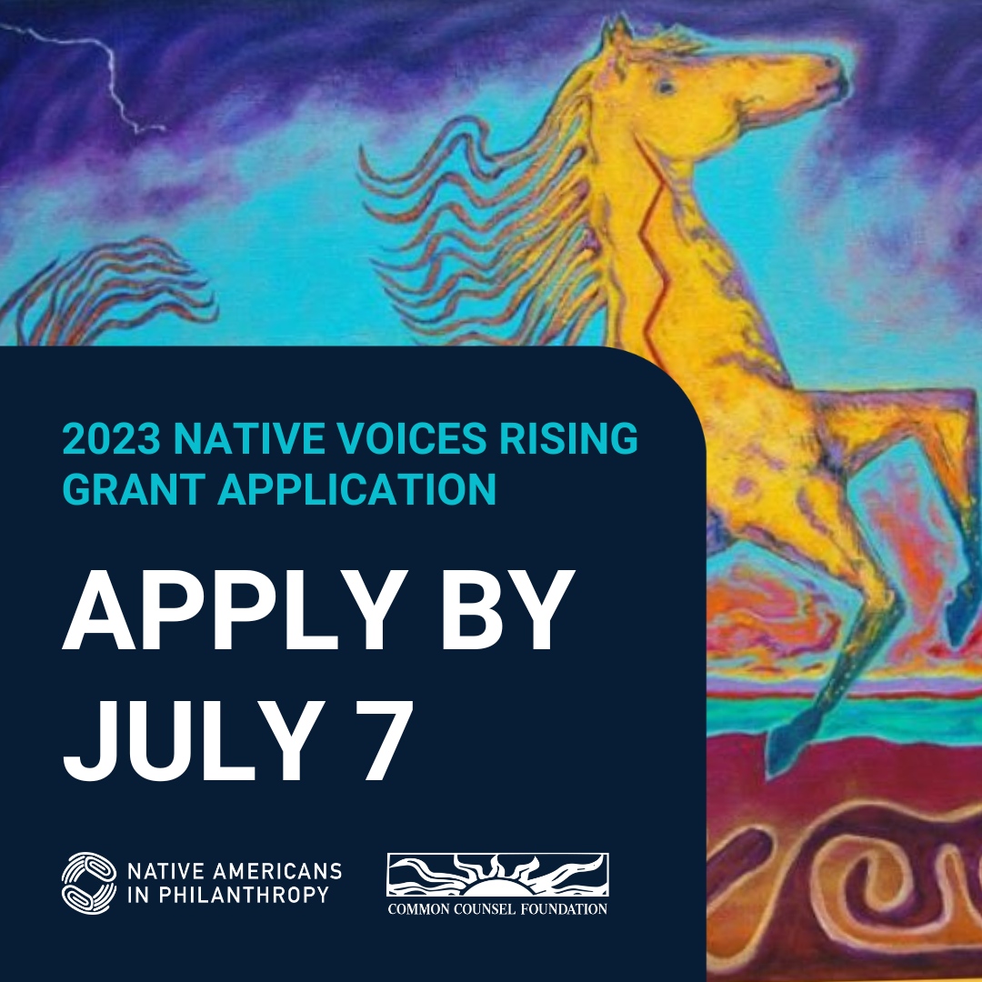 NativeGiving's tweet photo. 📢 The 2023 Native Voices Rising application window closes July 7! Native Voices Rising supports organizing, advocacy, and civic engagement in #NativeAmerican, #NativeAlaskan & #NativeHawaiian communities. Apply by July 7! ➡️ https://t.co/zaPYFkXlbQ https://t.co/kVJjUy1PHp