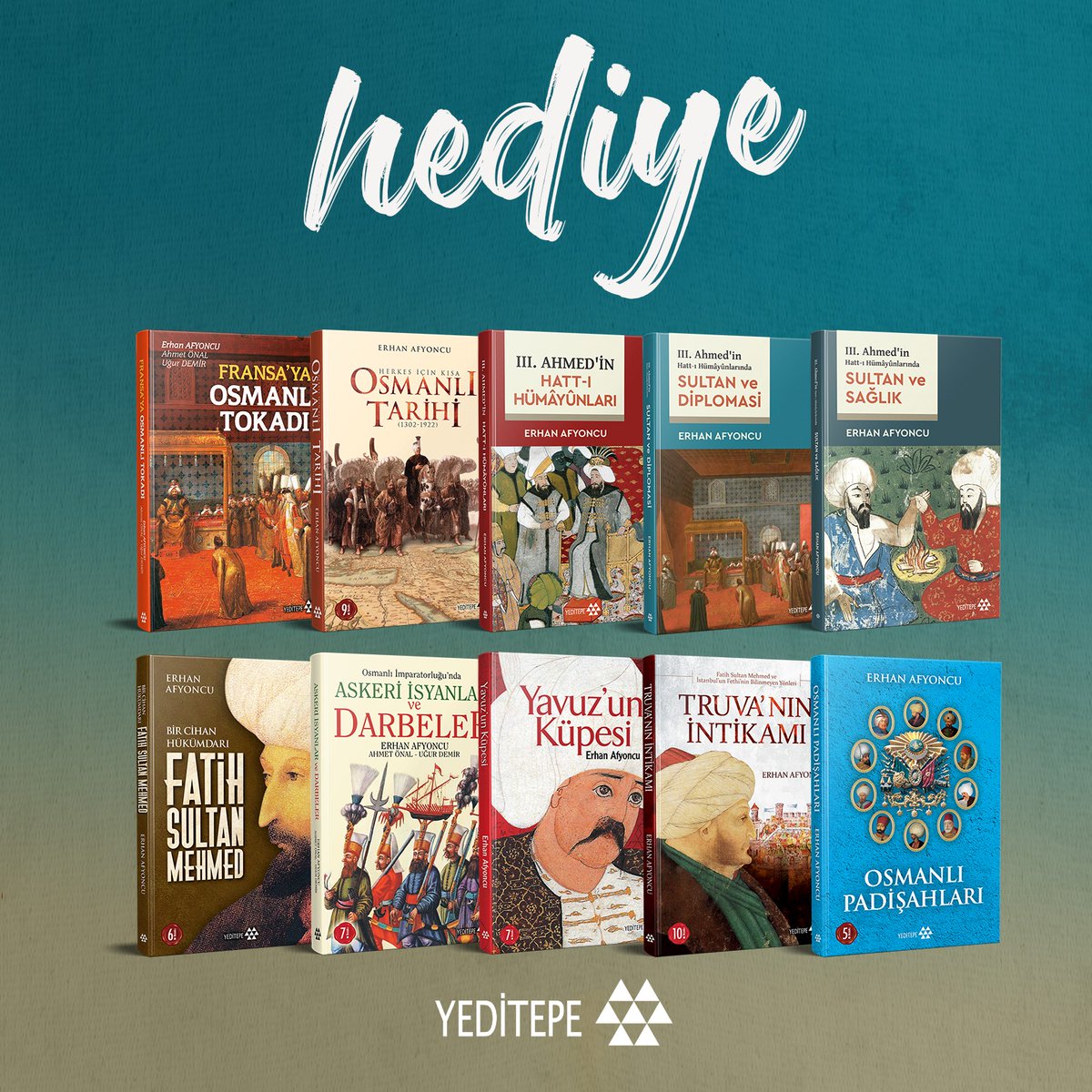 ÇEKİLİŞ | Yazarımız Erhan Afyoncu'nun 10 kitabını bir takipçimize hediye ediyoruz. Yapmanız gerekenler;
🔸<a href="/yeditepekitap/">Yeditepe Yayınevi</a>'ı takip et
🔸Bu tweeti RT et ve beğen
🔸Yoruma arkadaşlarını etiketle

*Son gün 1 Temmuz 2023 Cumartesi