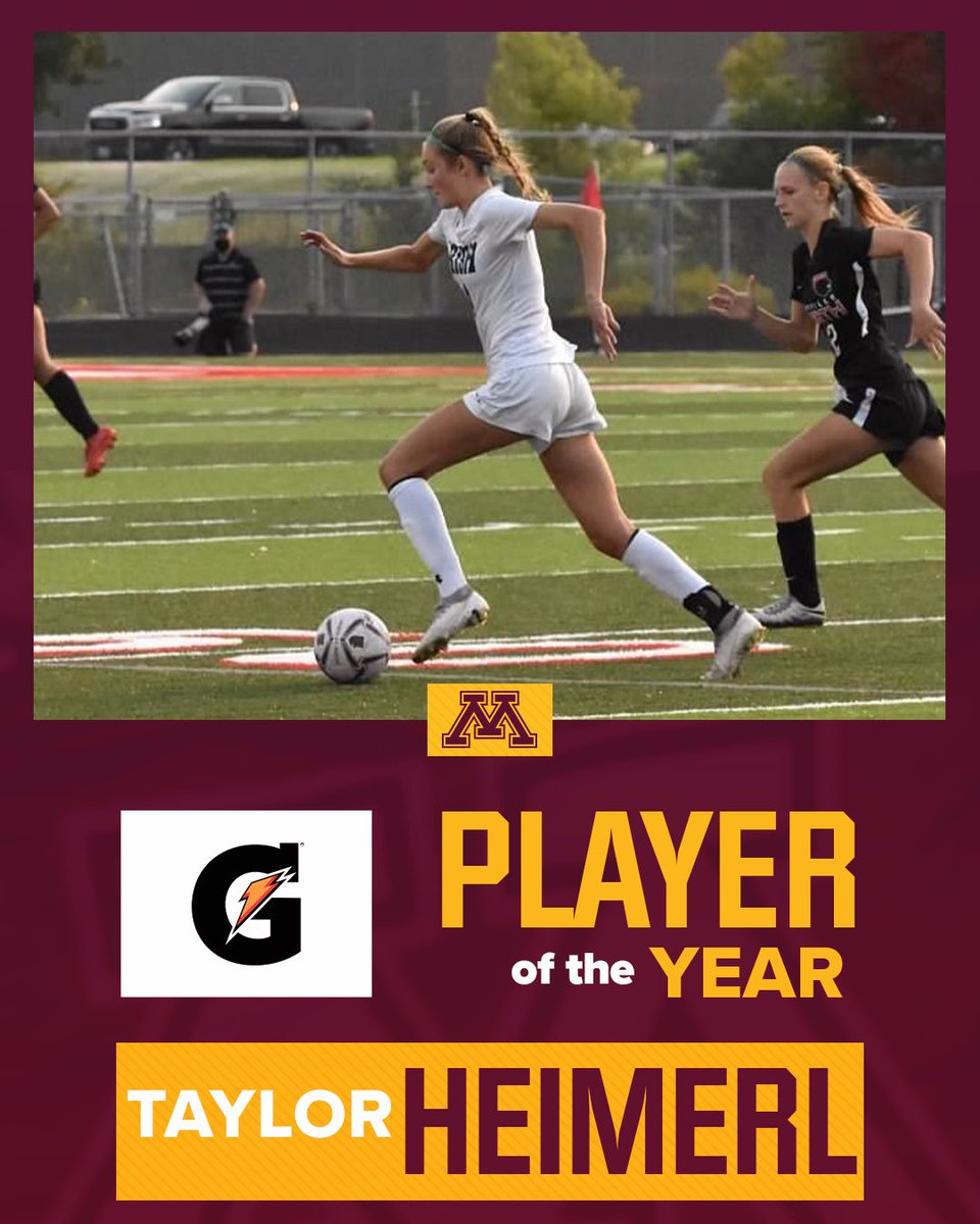 GopherSoccer's tweet photo. Your 2023 Minnesota Gatorade Player of the Year, @taylorheimerl!👏

#ThisIsHome | #Gophers〽️ https://t.co/gfrl7eone9