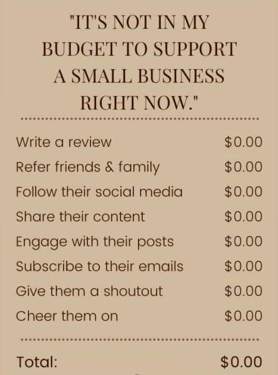 Supporting #SmallBusiness doesn’t cost you a dime.  Tag your favorite #SmallBiz or #Entrepreneur in the comments! ⬇️