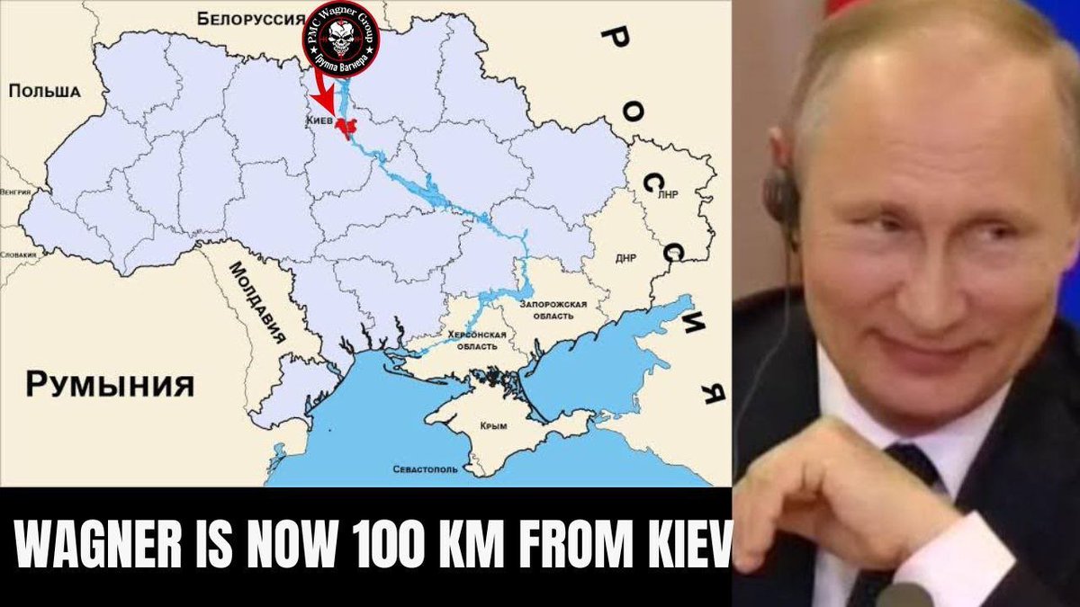 HaalaHumayunQ's tweet photo. That was the fastest Psyop “coup” ever!Yesterday 200 km from Moscow. Today 150 km from Kiev.PMC Wagner may launch an offensive against Kyiv from Belarus after mutiny is cancelled. It seems like  Russians &amp; Wagner group just scammed US &amp; NATO with the sum of 6.2 billion dollars! https://t.co/0bS4sZNM7L