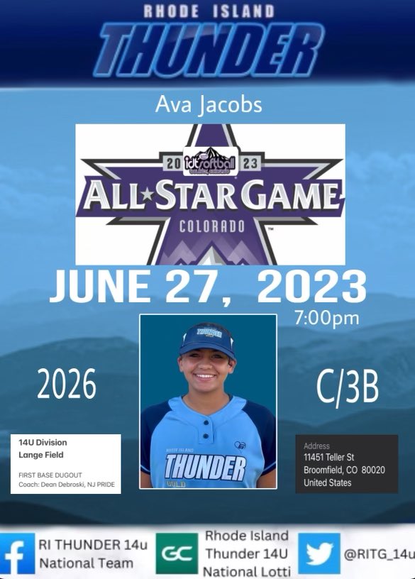 So honored to be chosen to play in the All Star ⭐️ @BoulderIDT. Can’t wait to get out there‼️ @thunderjam134 @BobRossiRITG @RITG_14u @DfwSho @Los_Stuff @ExtraInningSB @scan1ansports @CoastRecruits @IHartFastpitch @SBRRetweets @ImpactRetweets @TopPreps @D1Uncommitted @SoftballPros