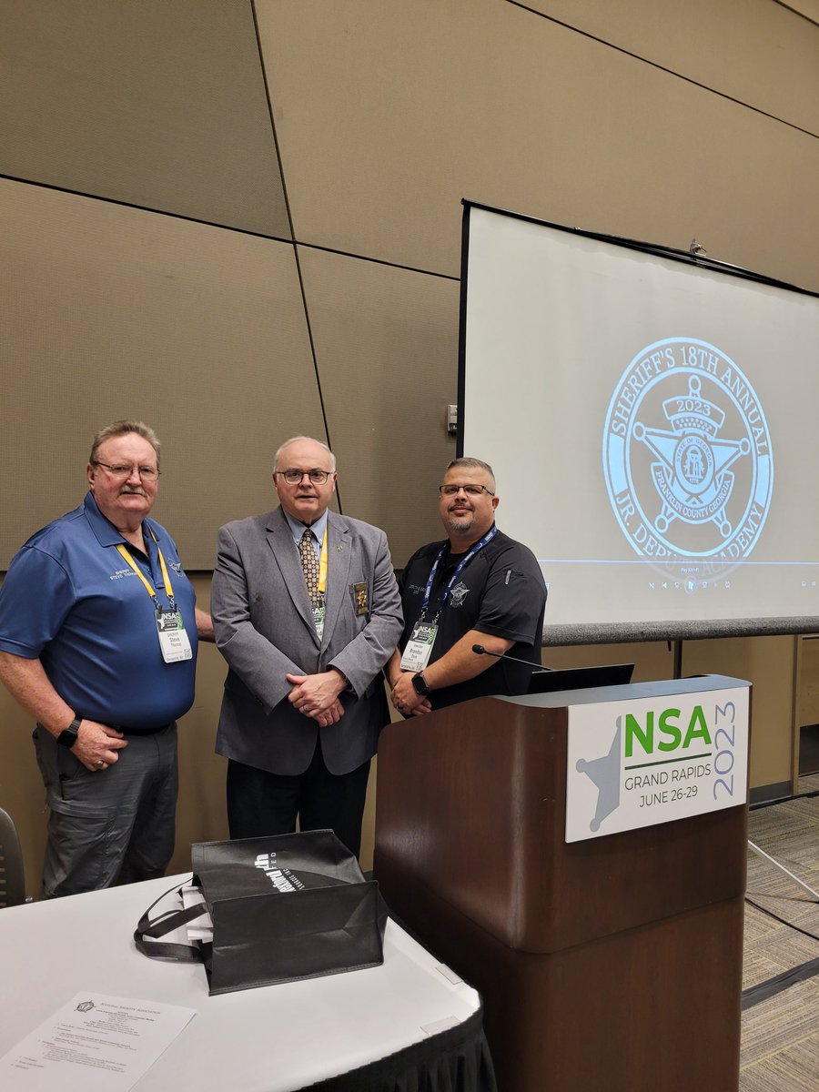 sheriffspike's tweet photo. Pleasure to chair #sheriffs2023 conference on Youth Justice and TY to @SarahFRogerson &amp; sis for gun safety presentation and thank Franklin Co SO GA for Jr dep program. @NationalSheriff @NYSSheriff @NYSheriffs https://t.co/4yy1QQ6tfR