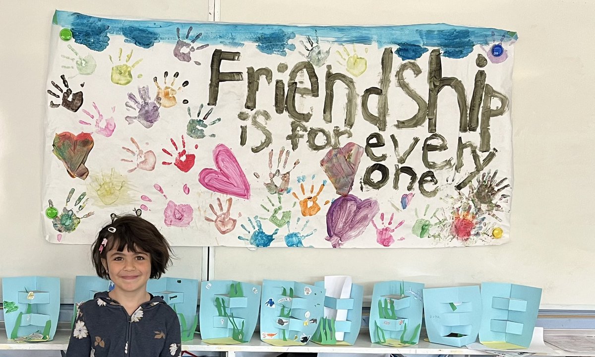 Proud of this young student who took the initiative to make this poster at home and bring into share with her classmates #community #friendship