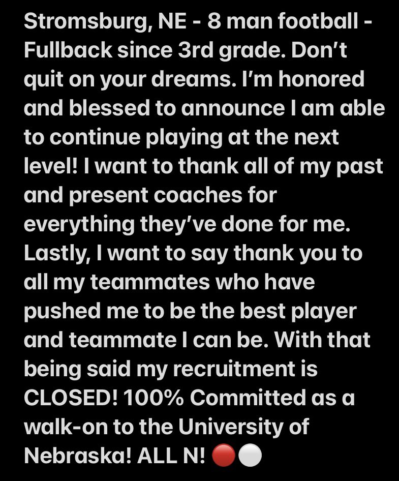 Staying Home🌽 @HuskerFBNation #24ours #GBR <a href="/CoachMattRhule/">Matt Rhule</a> <a href="/CoachEJbarthel/">EJ Barthel</a>