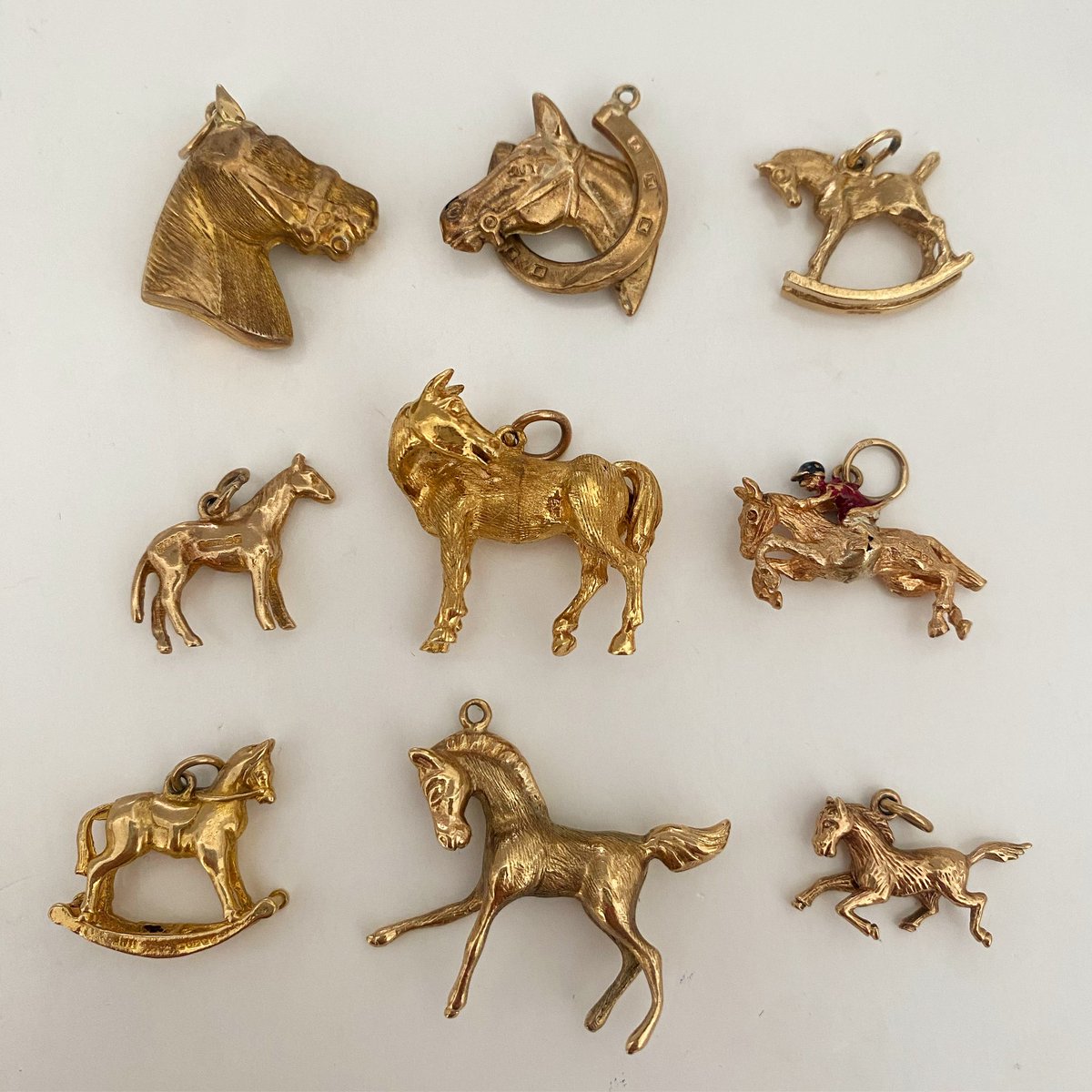 Lanesantiques's tweet photo. Gold Horse Charms in stock #horses #goldcharms https://t.co/B7j4x3LI9Y