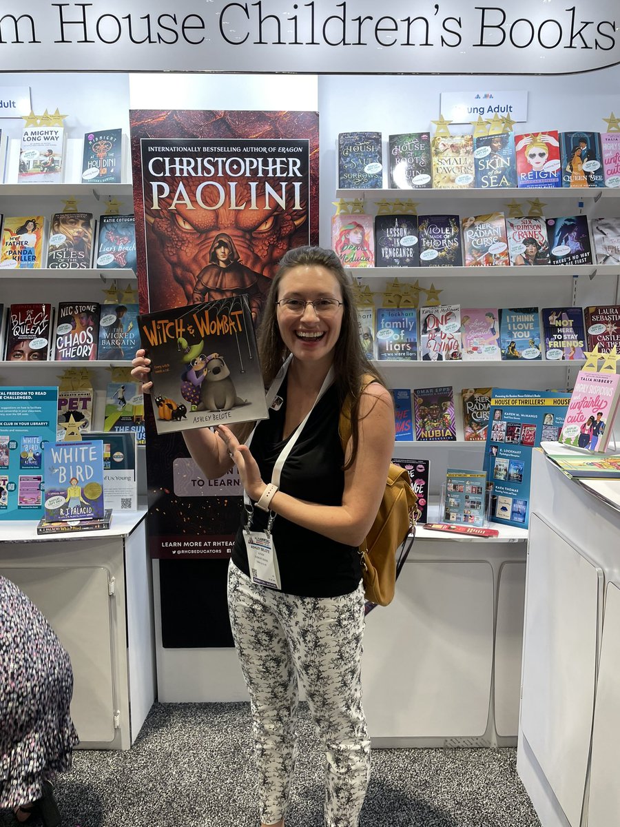 One of my dreams came true today. I took my advanced copy of WITCH & WOMBAT to the @randomhousekids booth at #ALAAC23 ❤️❤️ I can’t wait for it to hit shelves on 7/4/23! #ALAAC2023 #kidlit #kidlitart #picturebooks #witchandwombat #halloween #halloweenbook