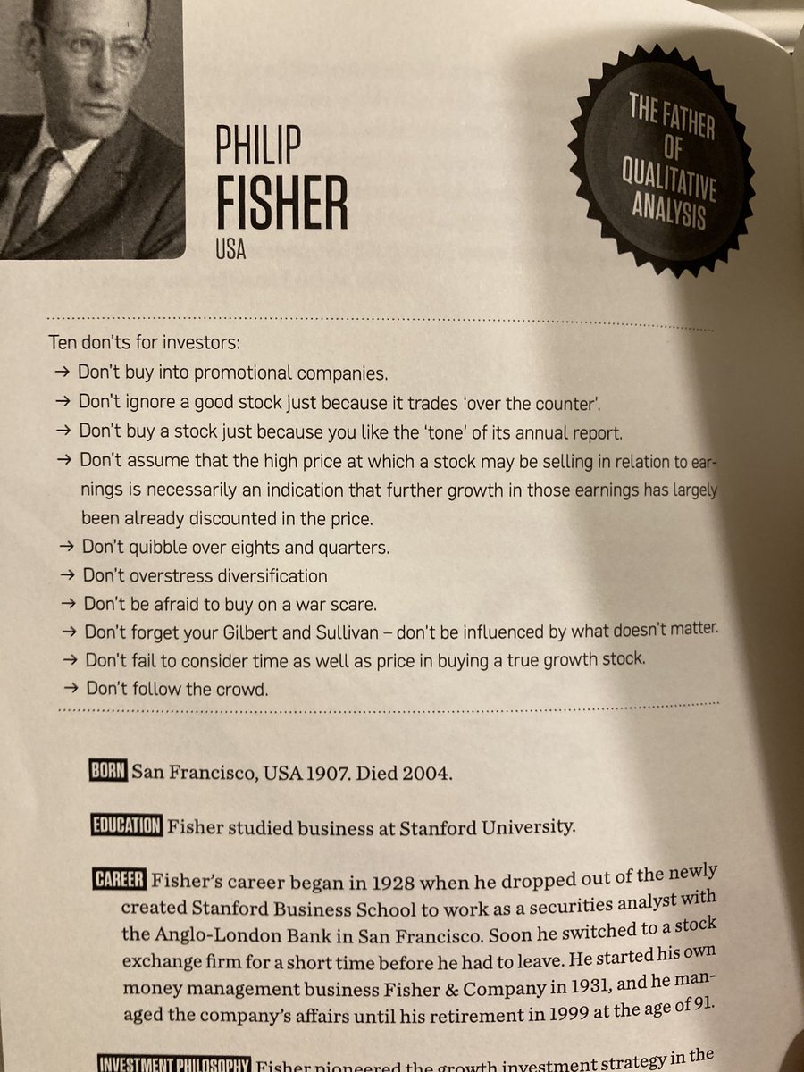 jasonhilliard's tweet photo. Known as an early pioneer of Qualitative Analysis, Philip Fisher had a major influence on value investing and Warren Buffett has even said his own investing style is “85% Graham and 15% Fisher”. https://t.co/OOog9Dlijl