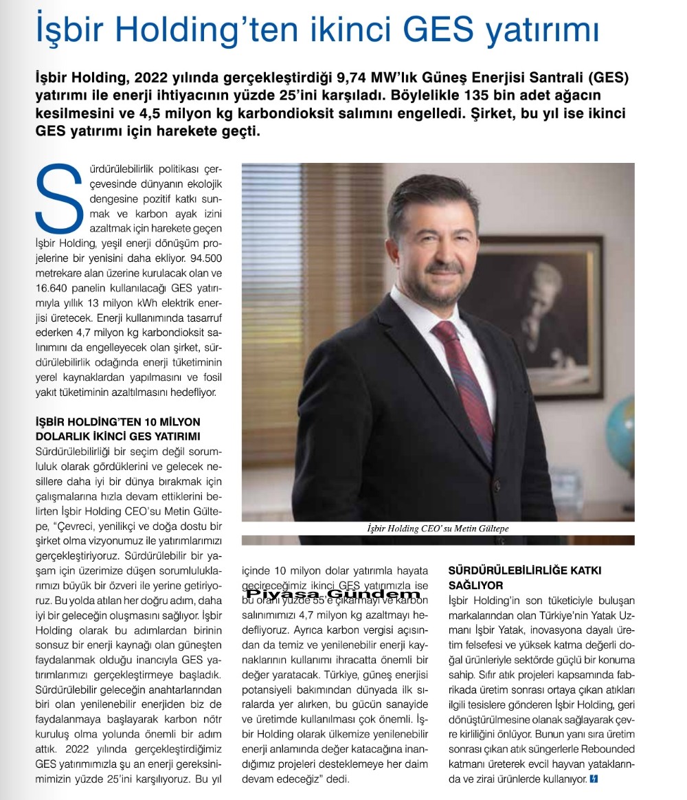 #ISBIR İşbir Holding'ten İkinci GES Yatırımı

➜ 10 milyon dolarlık yatırım
➜ 13 milyon kWh elektrik üretecek
➜ 4.7 milyon kg CO² salınımını engelleyecek

EnerjisiniÜretenFabrikalar