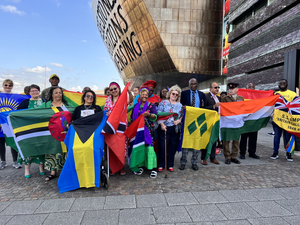 EveHowardUK's tweet photo. Happy memories with my Windrush family at the @SeneddWales on 22nd June.  @rcccymru @WindrushCymru https://t.co/ZA69szxB2T