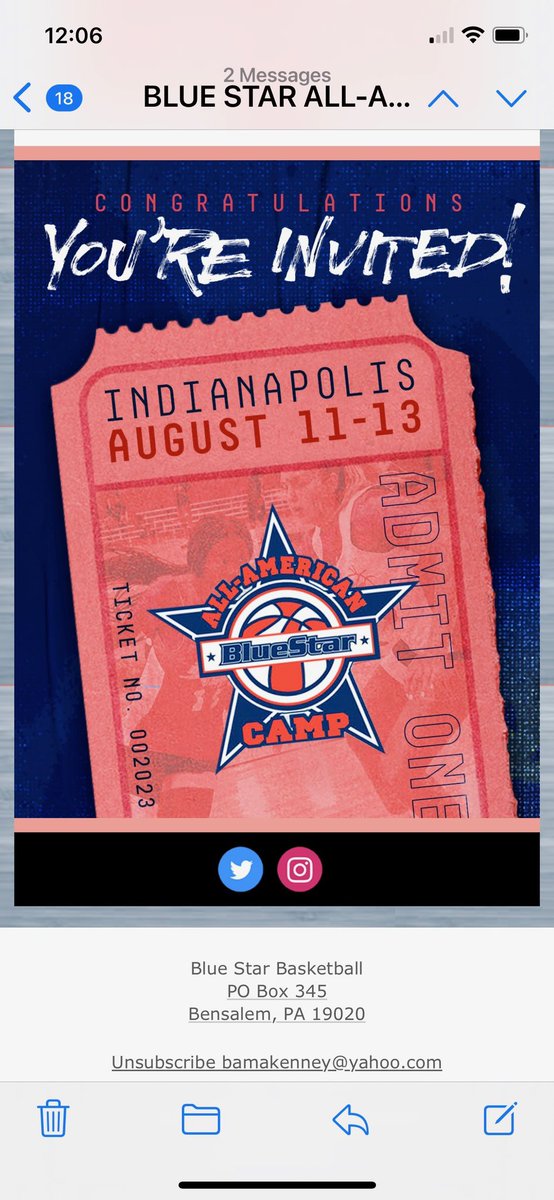 Invite to BlueStar basketball camp!