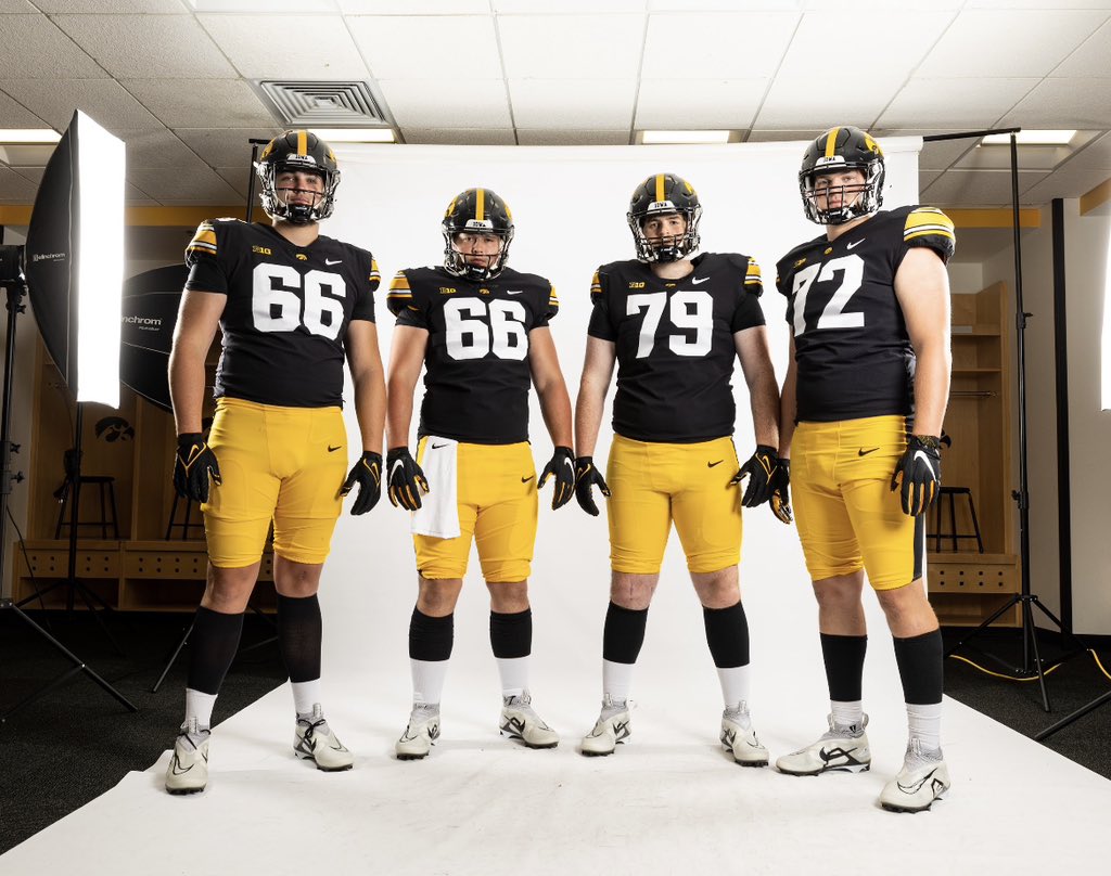 Iowa OL commits Will Nolan, Josh Janowski, Cody Fox, and Bodey McCaslin (from left to right) on3.com/boards/threads…