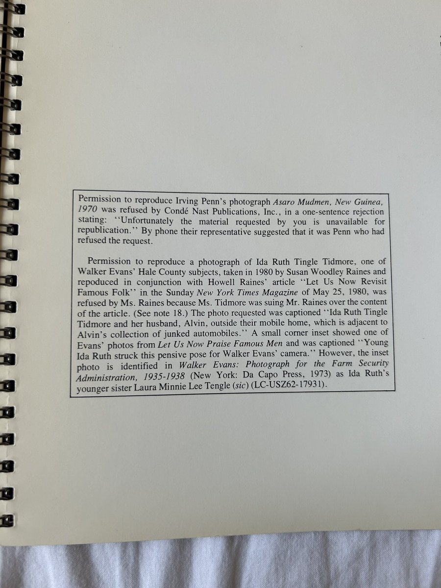 @NSCADUniversity And my favourite thing is when authors divulge who wouldn’t give them printing permission to reproduce certain photographs.