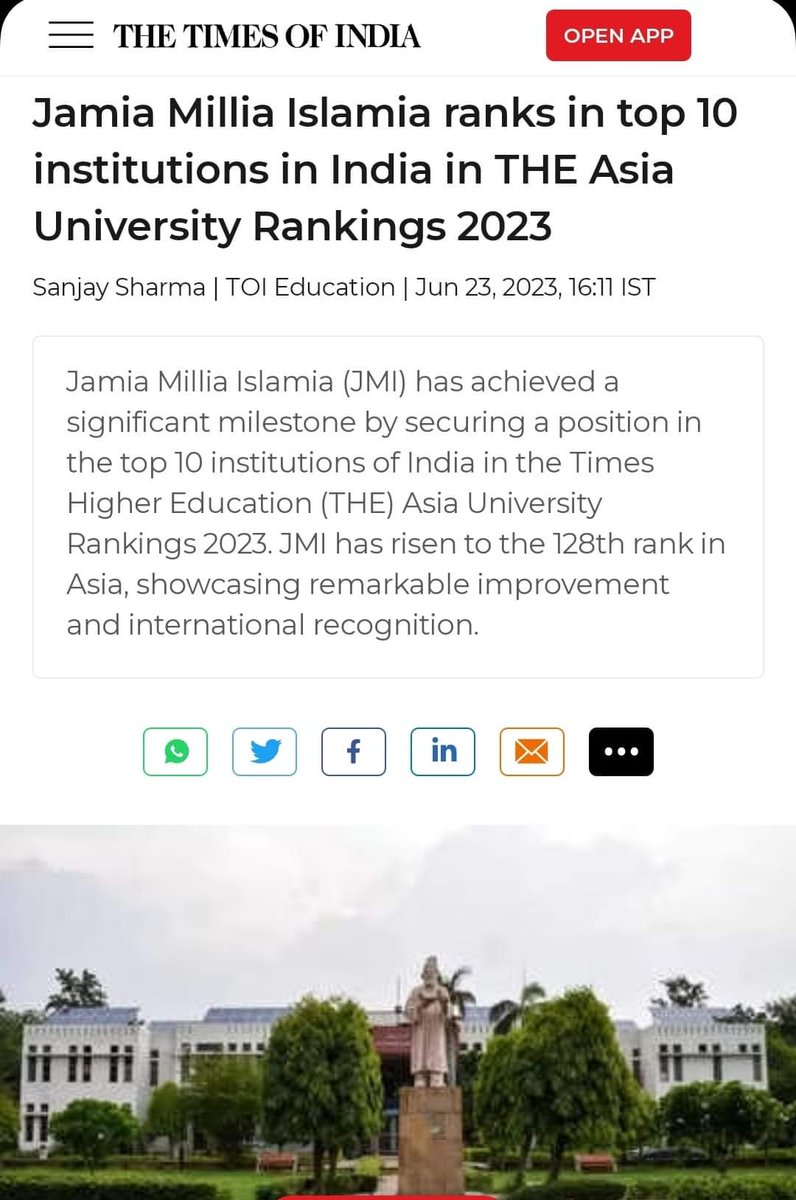 Jamia Millia Islamia among the top 10 institutes