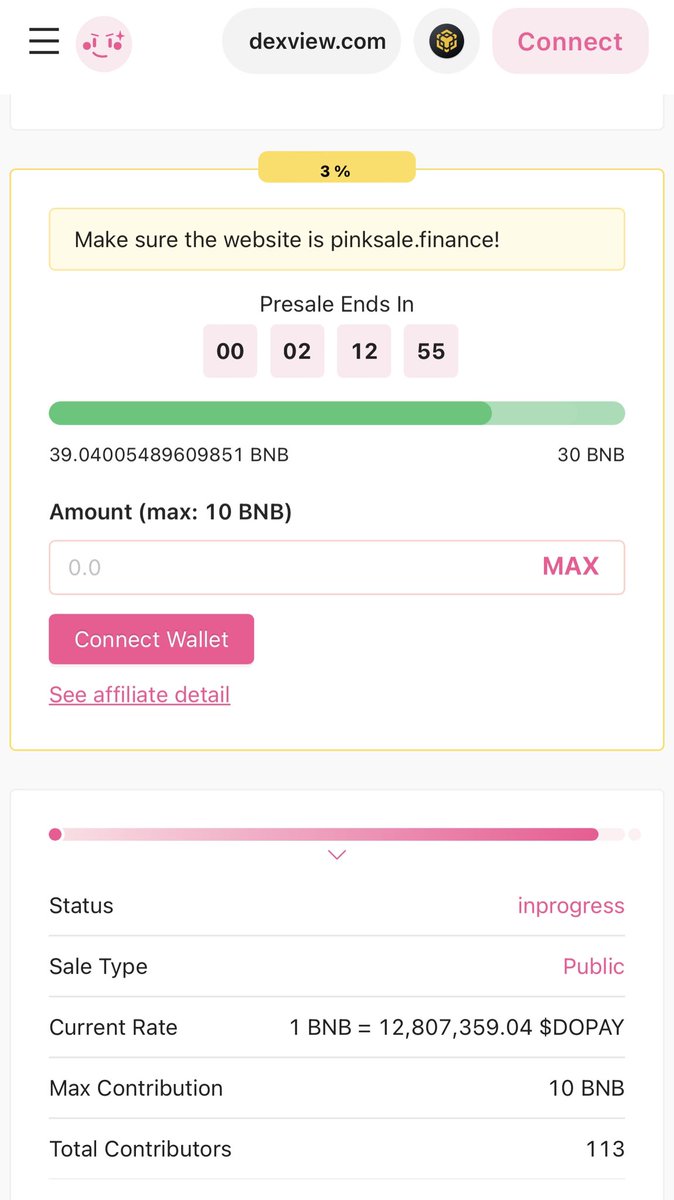 Congratulations @DogePayNetwork guysss🎉 

✅ More big buyers coming soon 🚀
✅ More Marketing 🚀
✅ CEX coming 🔥

Last chance to buy $DOPAY 

pinksale.finance/launchpad/0x21…