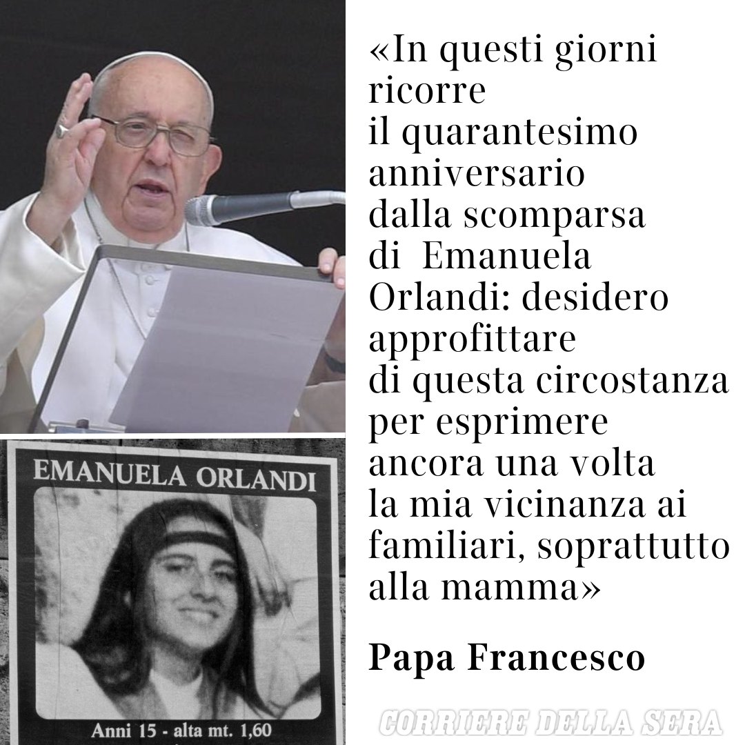 #25giugno #angelus #PapaFrancesco #EmanuelaOrlandi