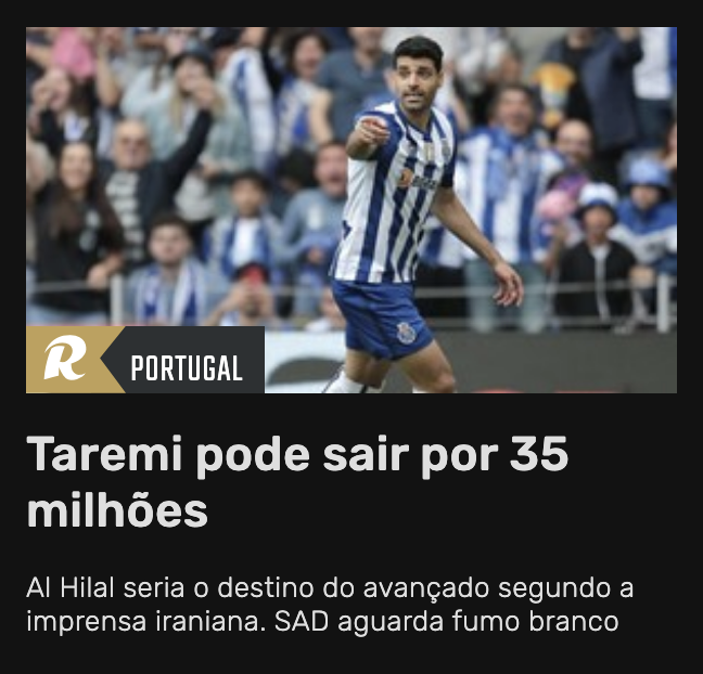 Pinto da Costa está tranquilo em relação à continuidade do jogador. Ele sabe que, por se tratar do iraniano, o negócio acabará por cair.
