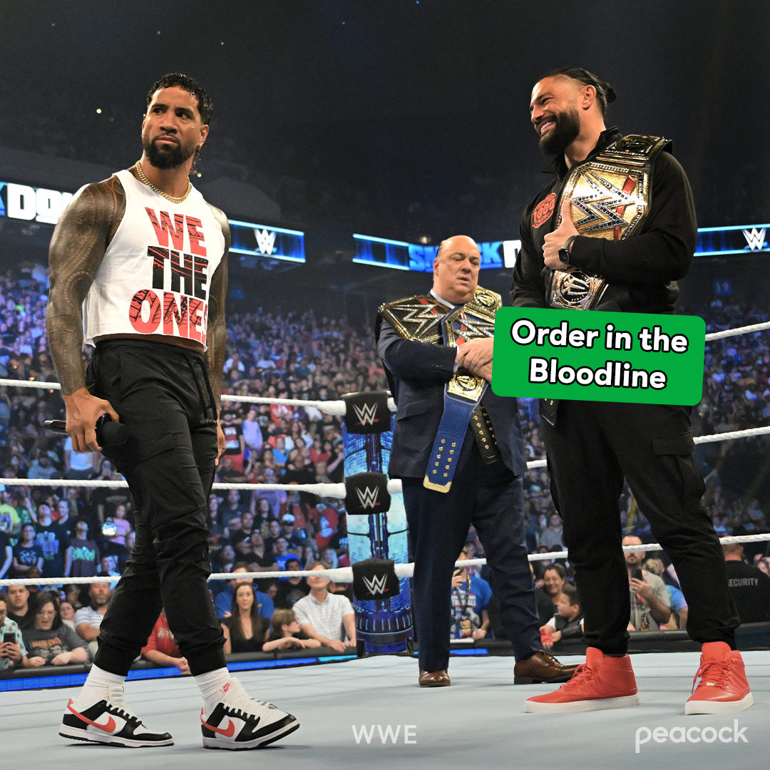 peacock's tweet photo. The kick that broke up a bloodline. 

It's all going down at #MITB on July 1 at 3 pm ET on Peacock. https://t.co/UzOAHLV7he