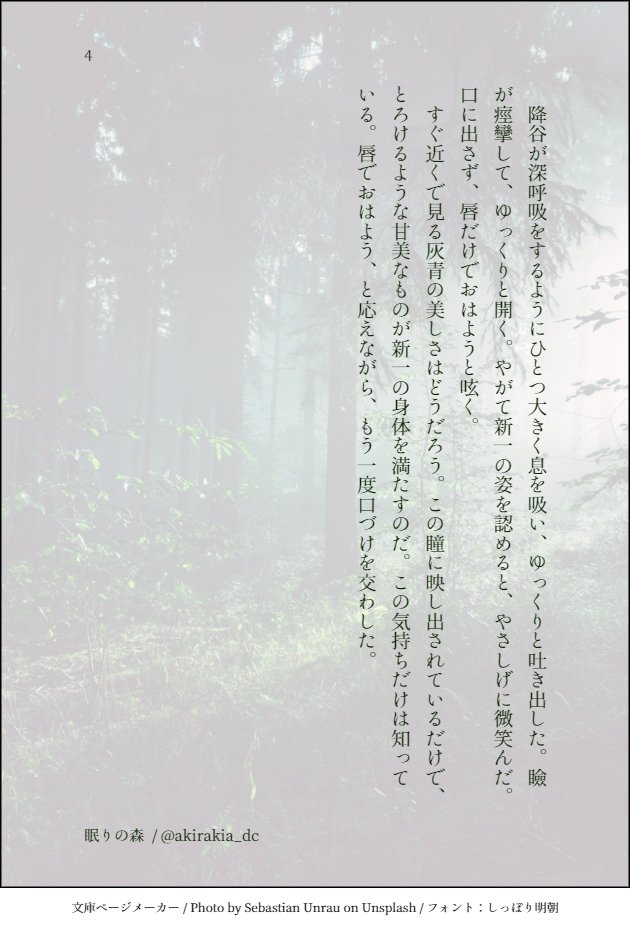 眠りのお供に。
寝顔がお題のお話、再放送です。

降新『眠りの森』
閉じ込められているのは、どっち。