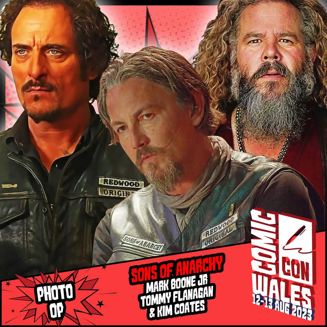 Meet #SonsofAnarchy stars @KimFCoates @TommyFlanagan and #MarkBooneJr at #ComicConWales 

Secure your autographs and photographs for the guys here -

comicconventionwales.co.uk/tickets

#WalesComicCon #ComicCon #WALES #Newport #SOA #KimCoates #TommyFlanagan