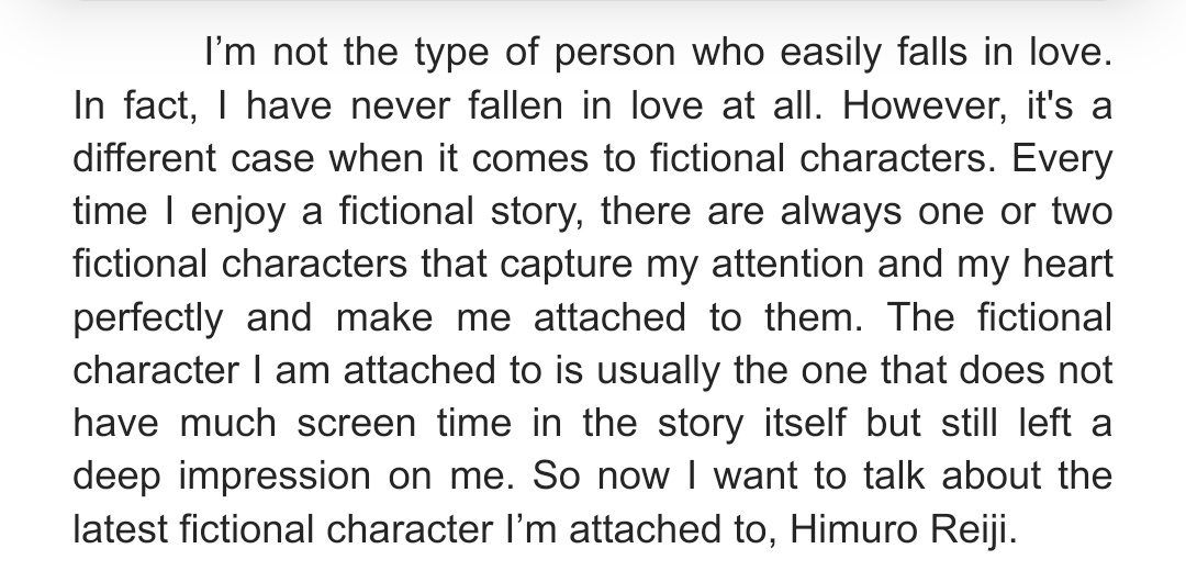 How I describe Himuro Reiji in 7 paragraphs.