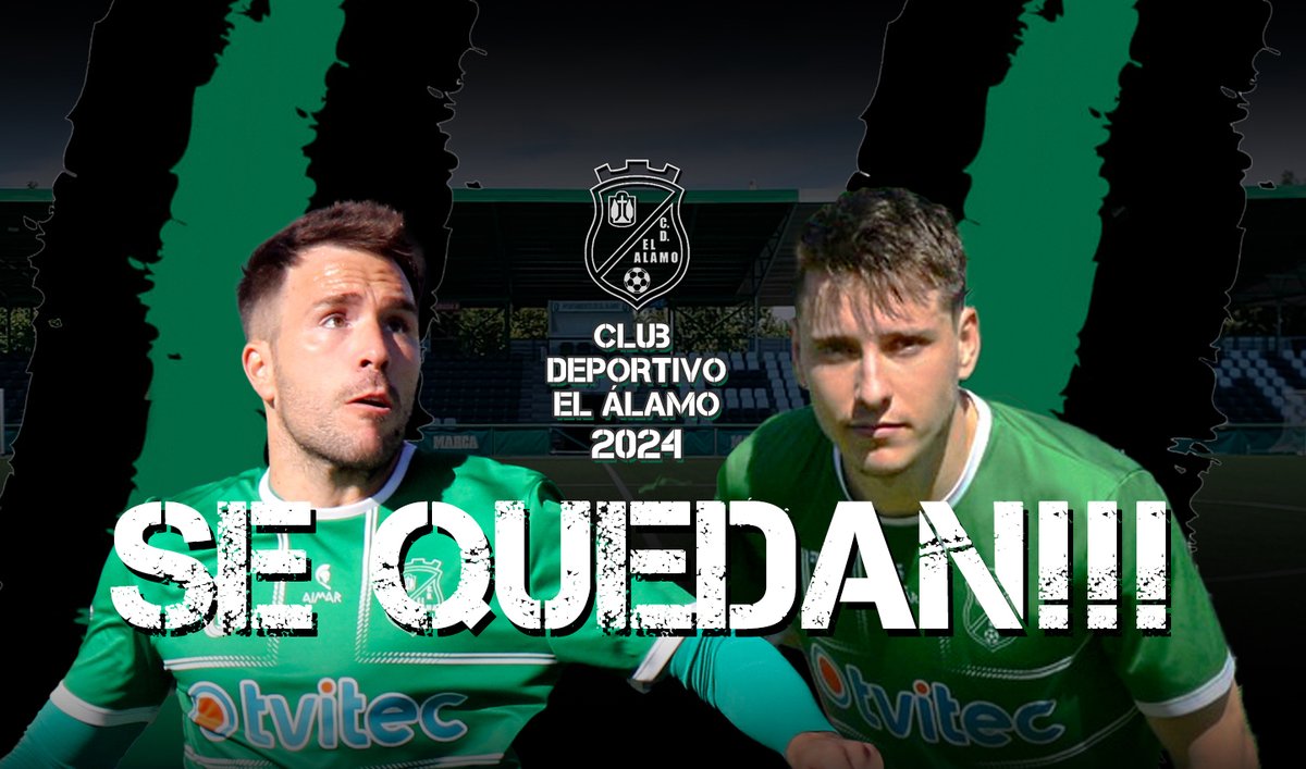 CD_El_Alamo's tweet photo. 🚨 RENOVACIONES
@David_Navarro10 y @RaulPValiente... SE QUEDAN!!! 

#cdelalamo2023_24 https://t.co/BadEWG1lJW