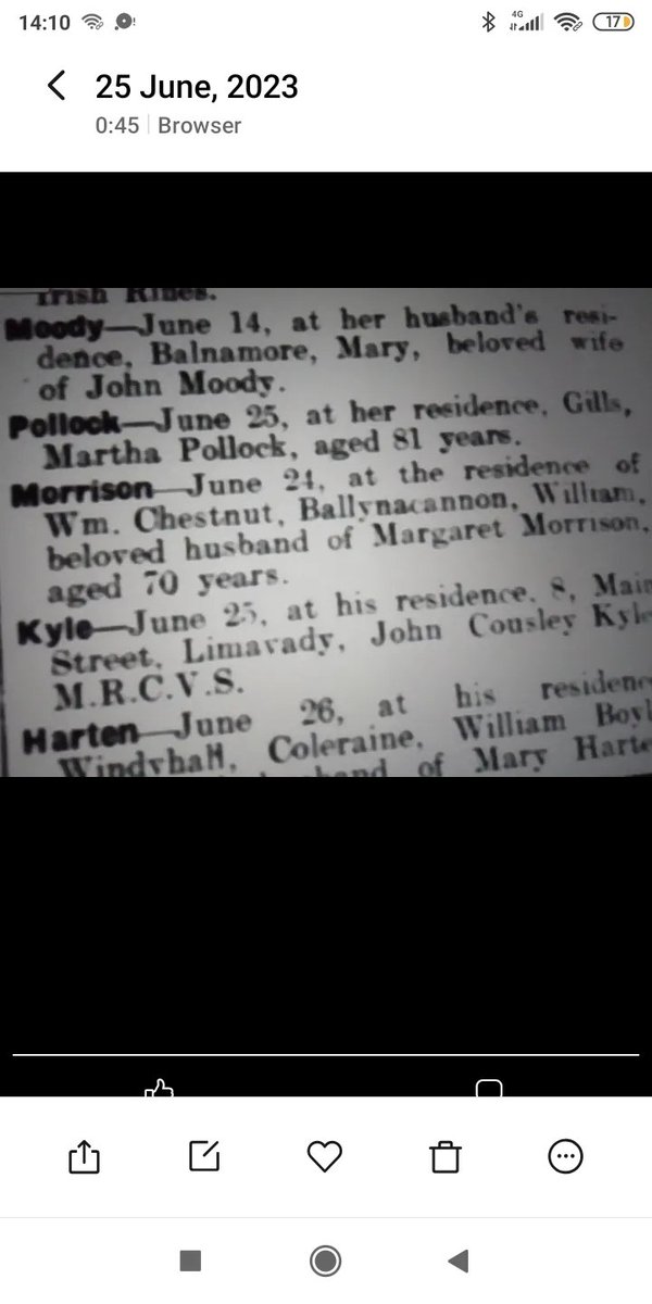 On Tuesday June the 25th 1929, Hugh Cunning died in the Portstewart area, aged 28.
On Sunday June the 25th 1933, Mary O'Kane died in the Coleraine area, aged eighty.
Another death notice from 1929 is attached as a press cutting.
#inmemoriam
#onthisdate
#onthisday
#Portstewart
GW