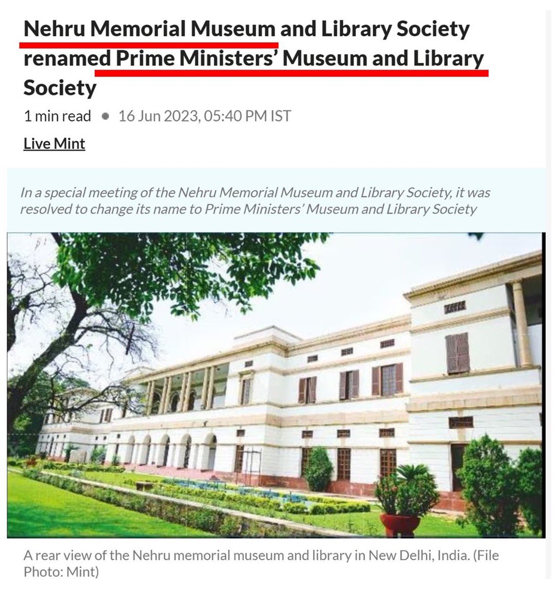 Nehru's Name Dropped From NMML Society, to be called Prime Ministers Museum  and Library