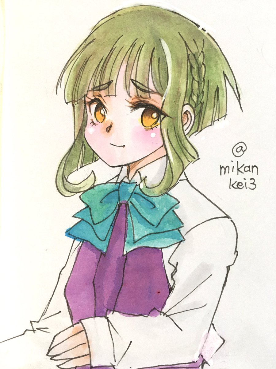 takanami (kancolle) 1girl solo green hair short hair shirt braid white shirt  illustration images