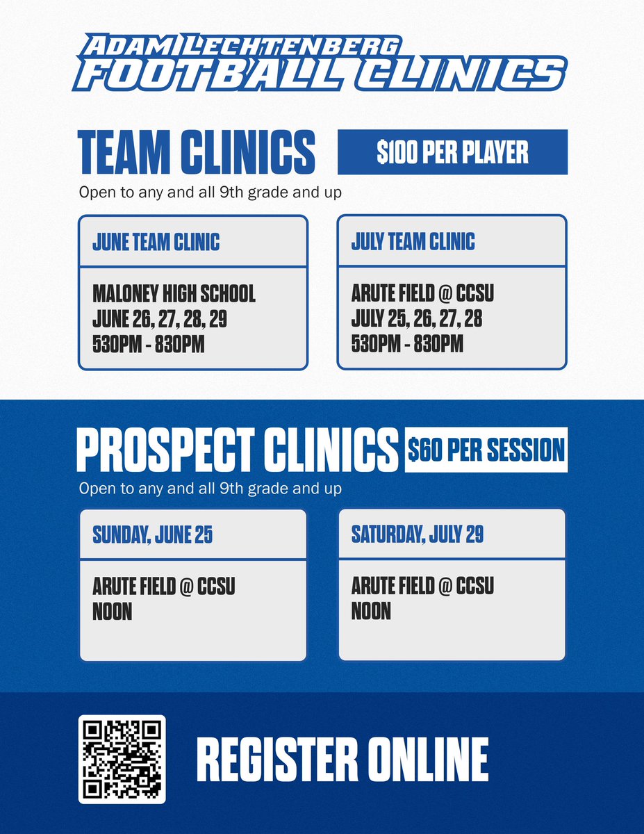 ‼️Come out and COMPETE‼️ The 1st Adam Lechtenberg Football Clinic of the summer is taking place today at Arute Field🏟 Check-in starts at 11:30am, walk ups are welcome!