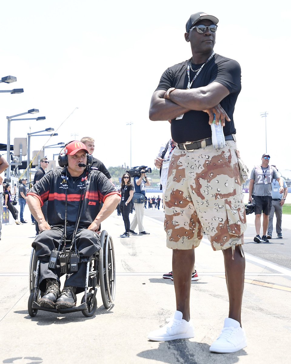 ComplexSneakers's tweet image. Michael Jordan was dripped down at Ally 400 qualifying yesterday. Rate his fit 1-10.
