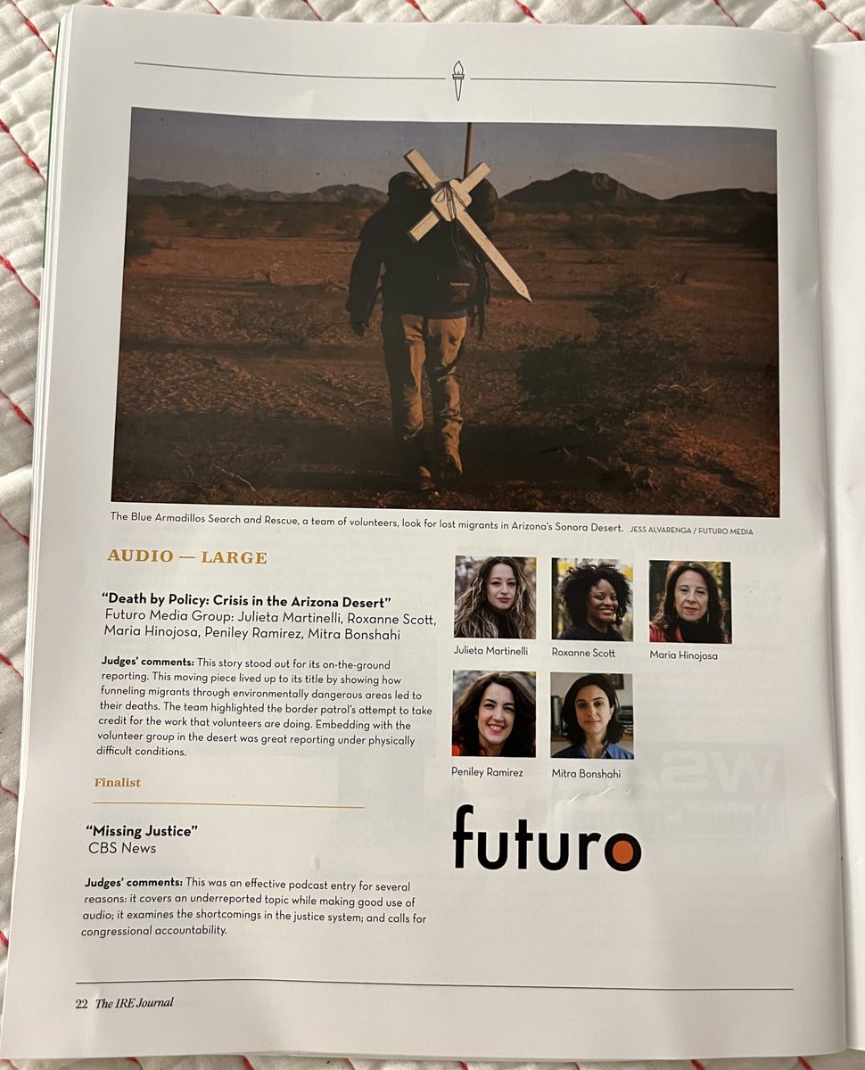 penileyramirez's tweet photo. Our #DeathbyPolicy investigation, winner of the @IRE_NICAR award for audio-large. So happy and proud of @ItsJMartinelli @WhosWorld @mitrabonsai @Maria_Hinojosa and the rest of the @fuhinvestigates @futuromedia @LatinoUSA team!! https://t.co/K7akgkk2Ot