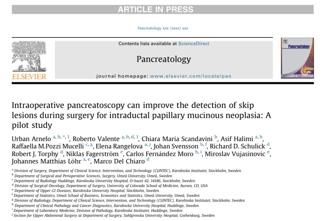 Gio_Marchegiani's tweet photo. Intraoperative pancreatoscopy 💡can improve the detection of skip lesions 🍇 during surgery for IPMN

A pilot study of 46 cases 🇸🇪 🇺🇸 

Pancreatoscopy + frozen section 🥶 92% specificity in detection of pathological tissue! 

🫵 what is your practice?! 

https://t.co/88sfvBnKmh https://t.co/wC316xHnmY