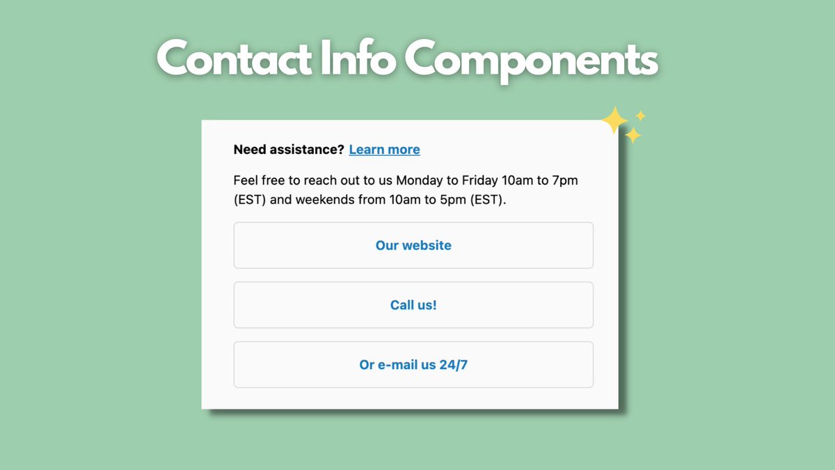 Just added support for Contact Info components!