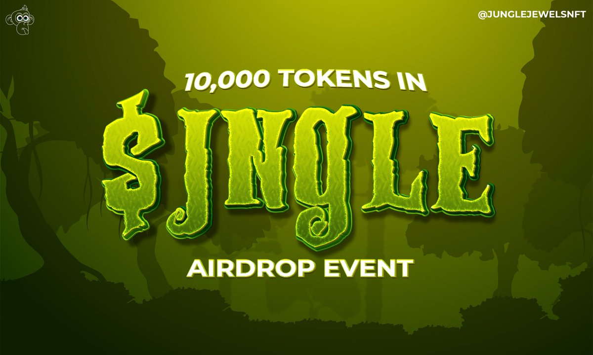 JungleJewelsNFT's tweet photo. $JNGLE token is almost there! 🪙🐵

🌴 Follow, Like &amp; RT
🌴 RT Pinned Tweet
🌴 Drop your $MATIC Wallet Address
🌴 Join https://t.co/P8vFdMkZmB

First 1000 wallets receives airdrop! 

#JungleJewels #onPolygon #Crypto https://t.co/ewQe9TyNeI