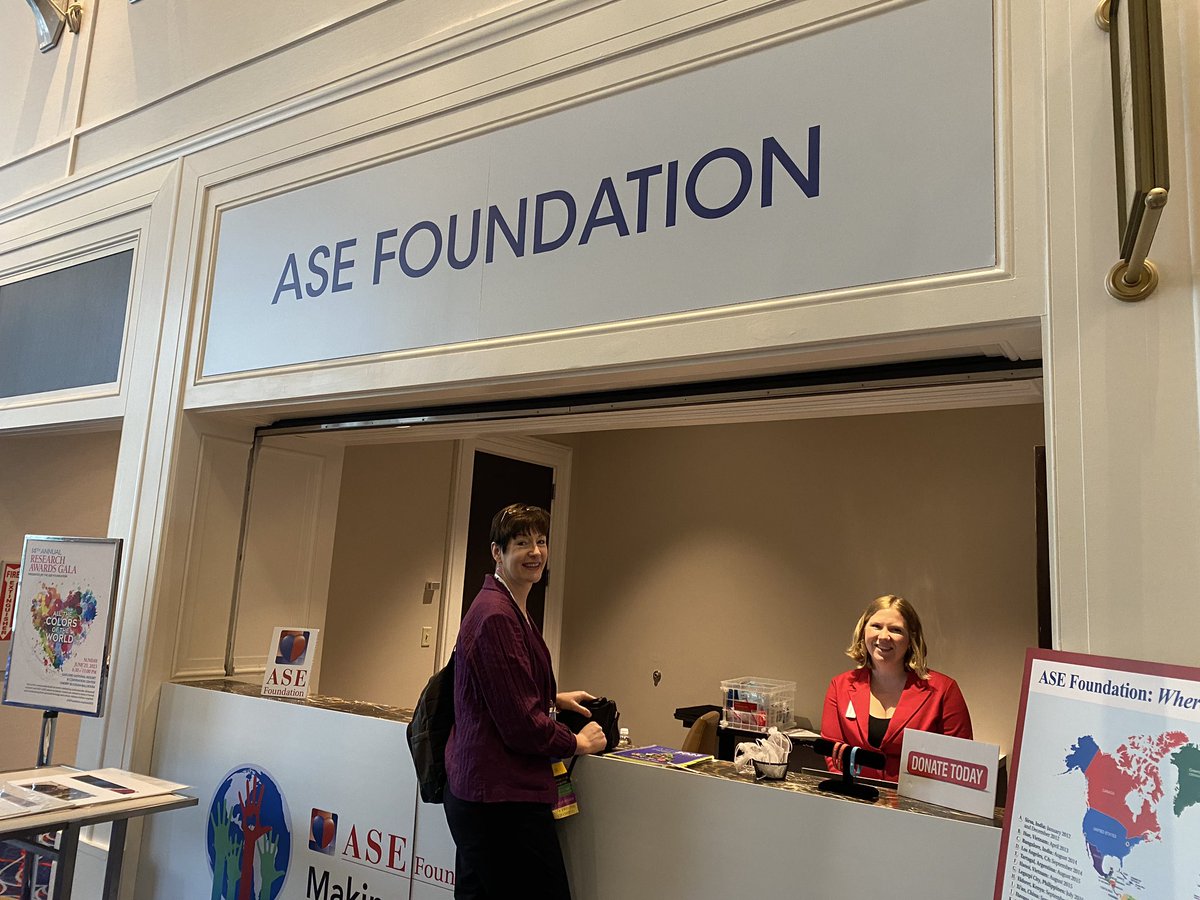Who is standing at #ASEFoundation desk pledged her support for ASE foundation! #ASE2023 ❤️💙❤️💙 @MerriBremer @ASE360