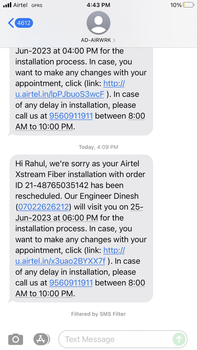 Rahulpurohit05's tweet photo. @Airtel_Presence Again rescheduled twice in two hours and this time they assigned me a engineer who in not even in Jodhpur. He is in Phalodi. Now still I’m being inpatient https://t.co/GB87E1hoxB