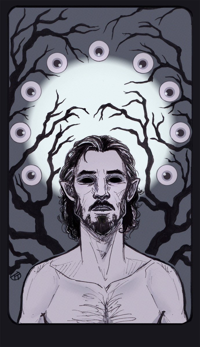 A creepy tarot of Victoro (Kooks character) from our Curse of Strahd game. I dreamed that I drew something like this, so I drew it 👁👁👁👁👁👁👁👁👁
#guestsofstrahd #DnDcharacter #dndtarot #divination #eyeballs