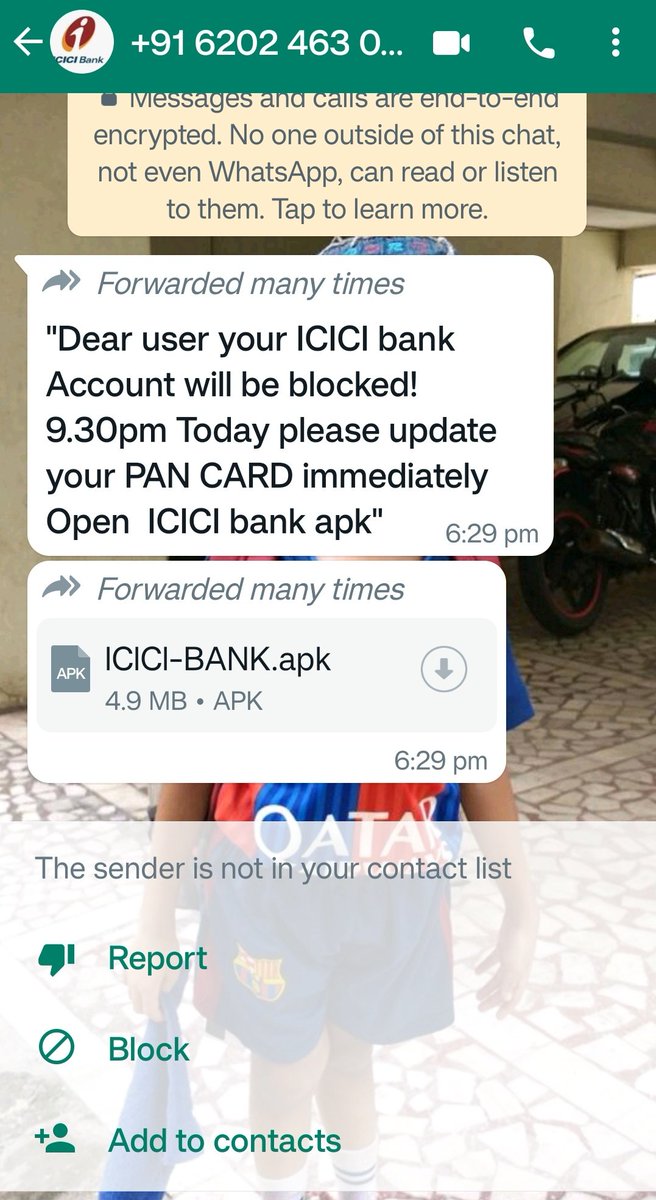 ipurni's tweet photo. @ICICIBank #ScamAlert this number 6202436030 asking for an update of Pan Card via #Whatsapp on an apk file. Kindly look into this. @MumbaiPolice @ThaneCityPolice @Cyberdost #scammers https://t.co/fQS6a2Mv2X
