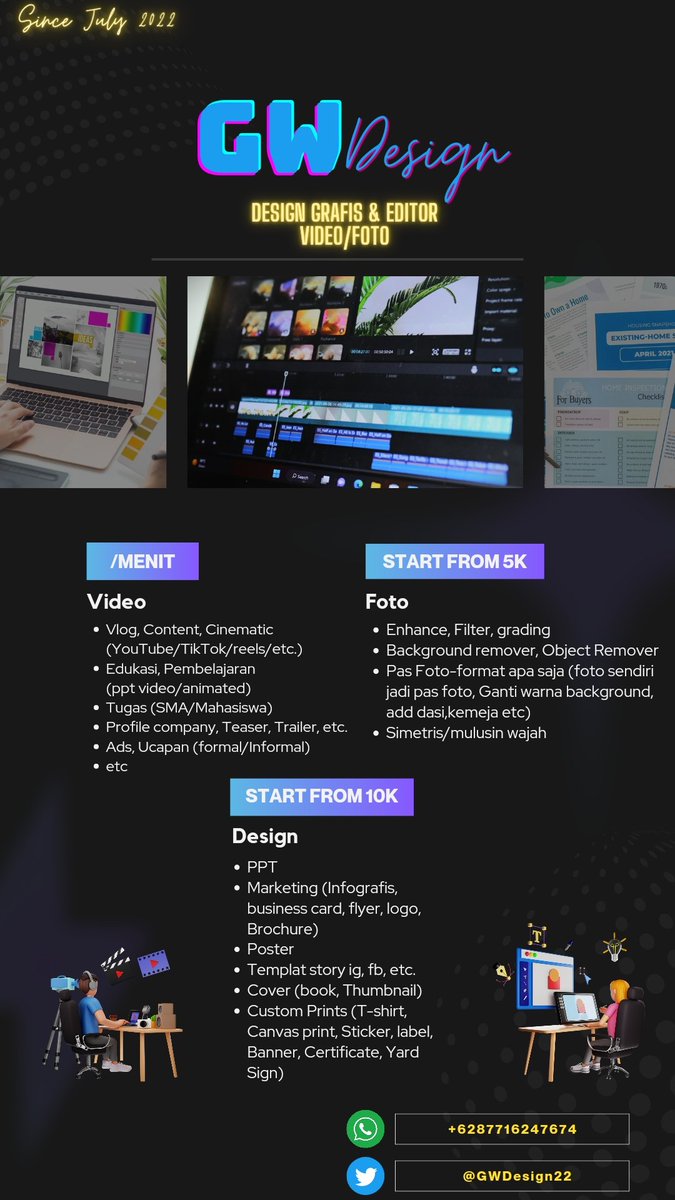 GWDesign22's tweet image. DESIGN, JASA/JOKI EDIT VIDEO OPEN YA!🙌 LANGSUNG WA DI BIO(FAST RESP)/DM🥰

Help rt please 🙏🏻 Thank you✨❤️
#zonauang #zonaba #zonajajan