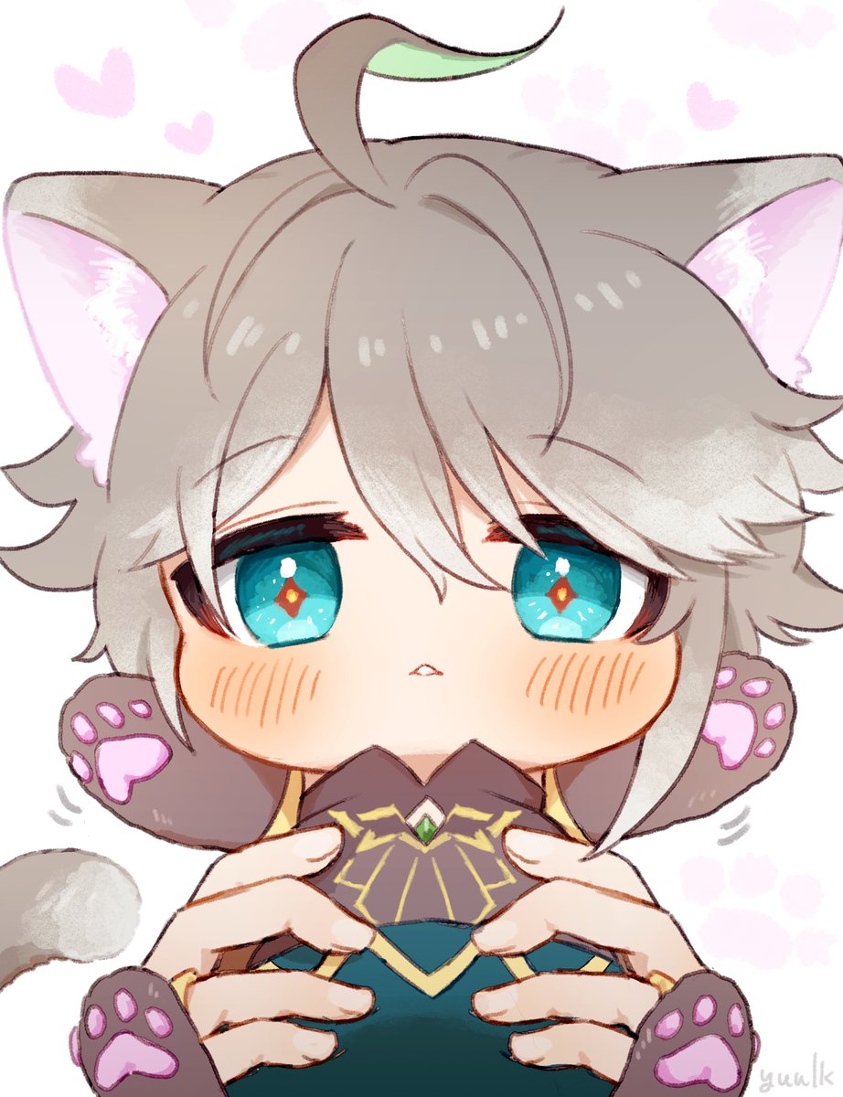 animal ears cat ears 1boy male focus tail cat tail grey hair  illustration images