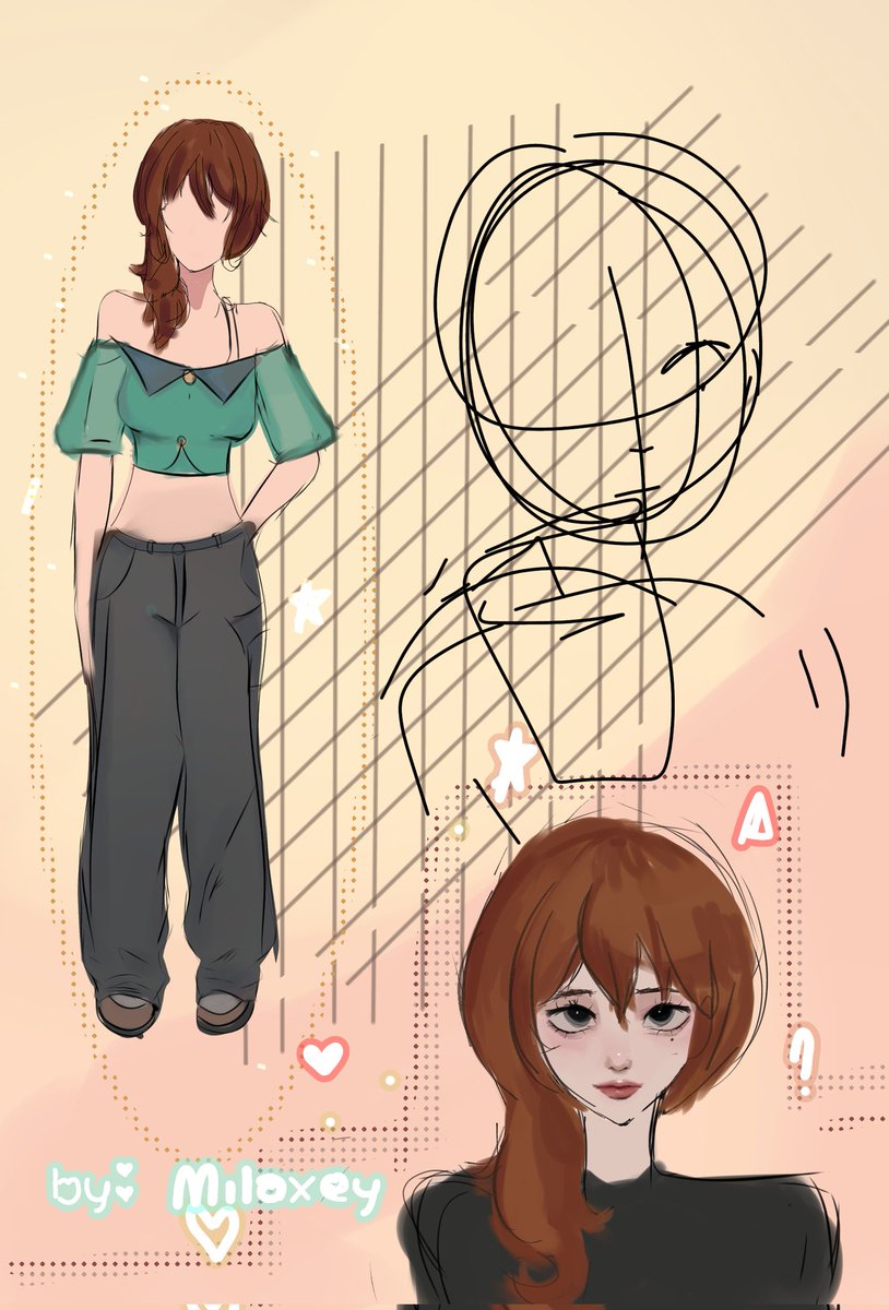 Milaxey's tweet photo. Wip

(i wanted to try those sheet character thingy 😭)

{in truth i just wanted to have a reason to redraw the same character a ton with diffirent art style without being weird 😃} https://t.co/CqZqvm2EcJ